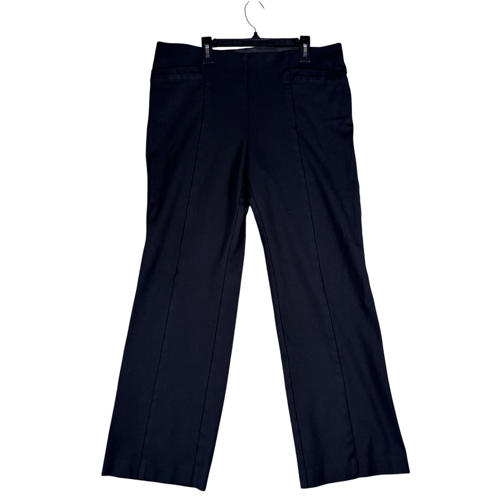 Anne Klein Womens Black Straight Leg Pull On Dress Pants Career Size L